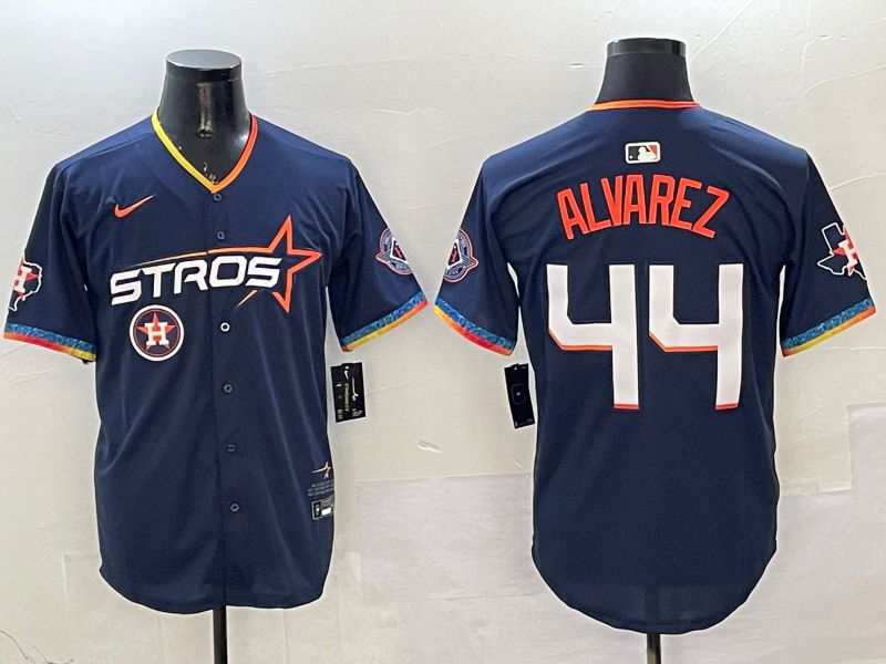Men Houston Astros 44 Alvarez Drak Blue Fourth generation Joint Name 2025 Nike MLB Jersey style 3